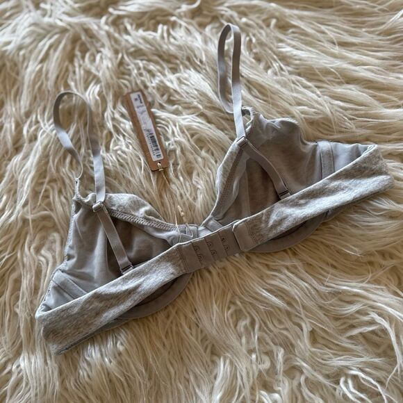 Skims Cotton Jersey Bra Light Heather Grey Size 34A - Picture 5 of 6